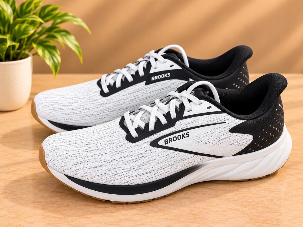 USED Brooks Anthem 7 Men's Neutral Running Shoes White Black Tan Size 10.5